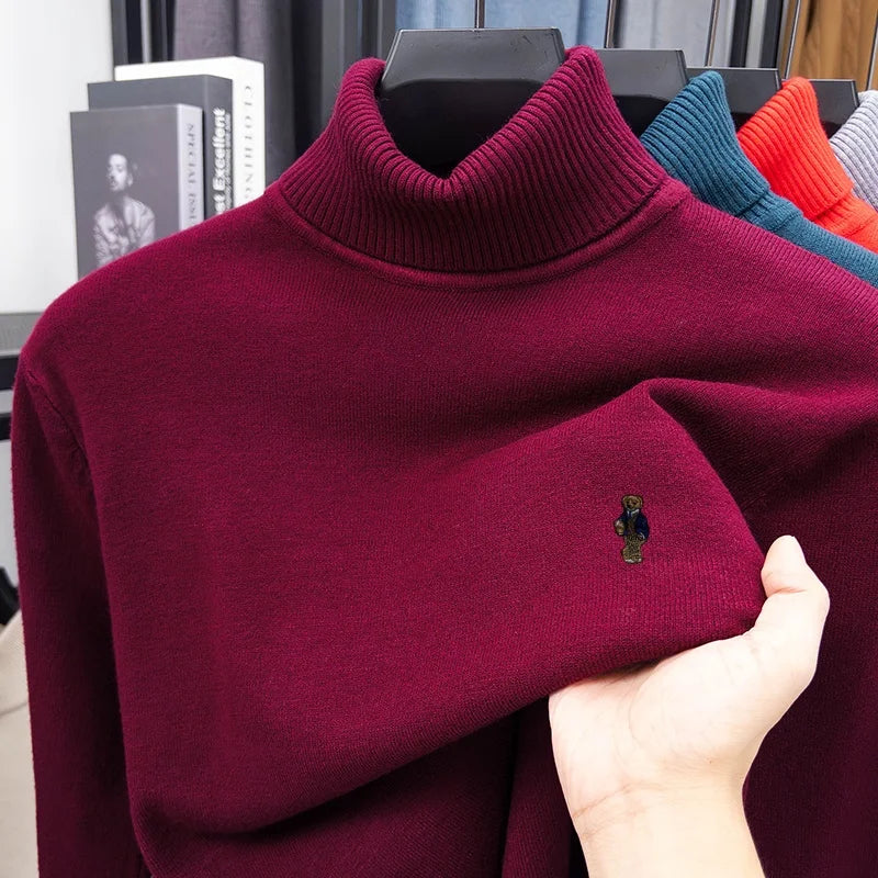 Designer Original Men's Turtleneck Knit Sweater High Neck Pullover Soft Warm Thick Anti-Pilling Casual Business Autumn Winter.