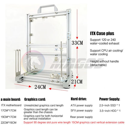 Open Computer Chassis DIY Creative Aluminum Frame Air Water Cooler 360 MOD ATX/ ITX / MATX Frame Desktop Case