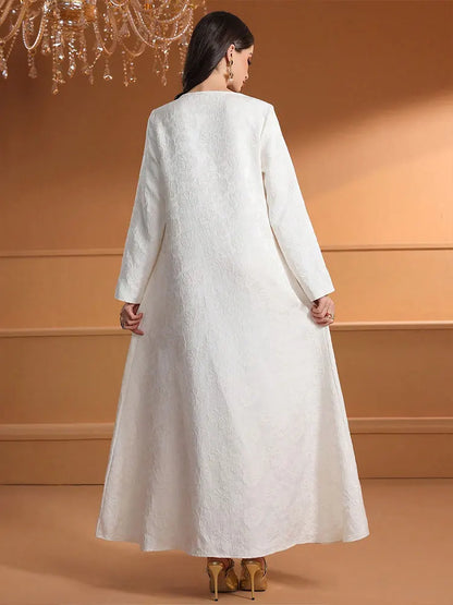 TOLEEN Women Floor-Length Dresses Fashionable And Heavy Industry Beaded Loose Robe Elegant And High-Quality Muslim Long Dress.