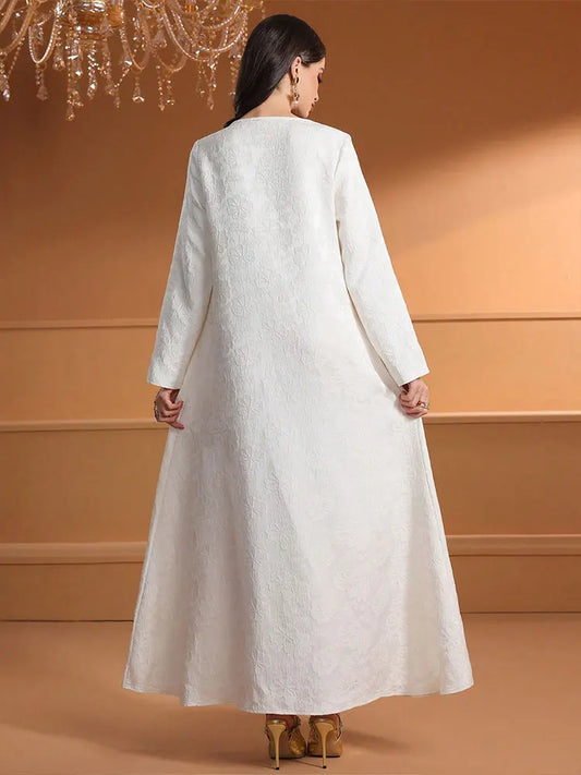 TOLEEN Women Floor-Length Dresses Fashionable And Heavy Industry Beaded Loose Robe Elegant And High-Quality Muslim Long Dress.