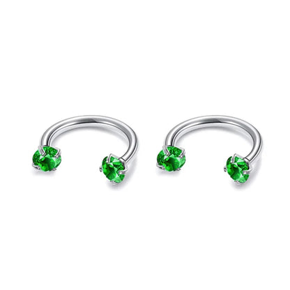 2Pcs 6/8/10mm Stainless Steel Zircon Piercings Earrings Horseshoe Ring Piercing Nose Ear Belly Rings Body Jewelry For Women/Men.