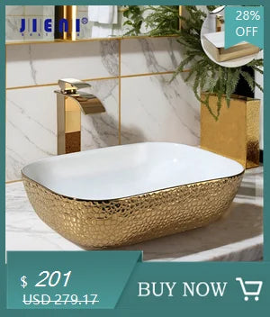 JIENI Art Keramik-Badezimmer-Waschbecken-Set, ovales Waschbecken, antikes Messing, Bambus-Wasserhahn, Pop-Up-Abfluss-Kombination, hochwertige Waschbecken aus Porzellan