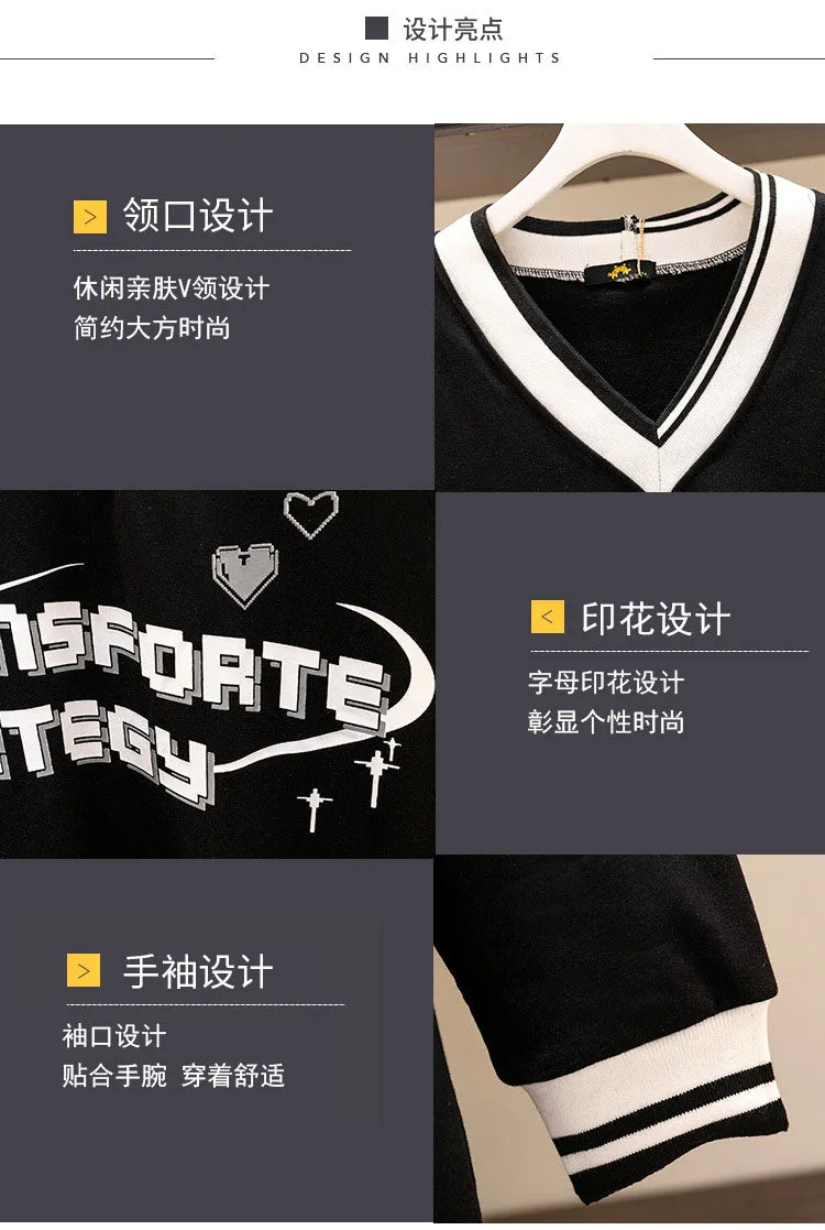 150Kg Plus Größe frauen Fehlschlag 157 Frühling Herbst Lose V-ausschnitt Langarm Drucken Sweatshirts Lässige Top Schwarz 5XL 6XL 7XL 8XL 9XL.