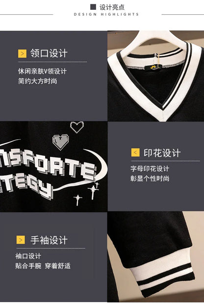 150Kg Plus Größe frauen Fehlschlag 157 Frühling Herbst Lose V-ausschnitt Langarm Drucken Sweatshirts Lässige Top Schwarz 5XL 6XL 7XL 8XL 9XL.