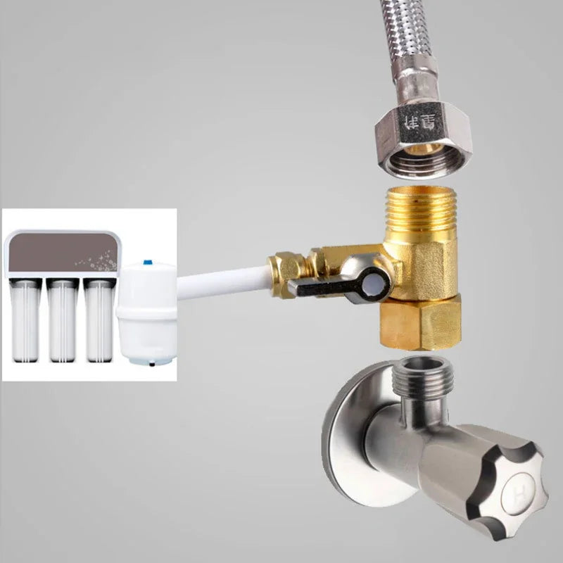 1/2'' To 1/4'' Brass Ball Valve RO Water Purifier Adapter Garden Water Ball Valve Tap Connector Hardware Accessories