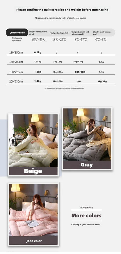 Grey thick quilted winter hotel style quilt Comforter Queen King soft winter quilt very warm220x240Quilts  - et.
