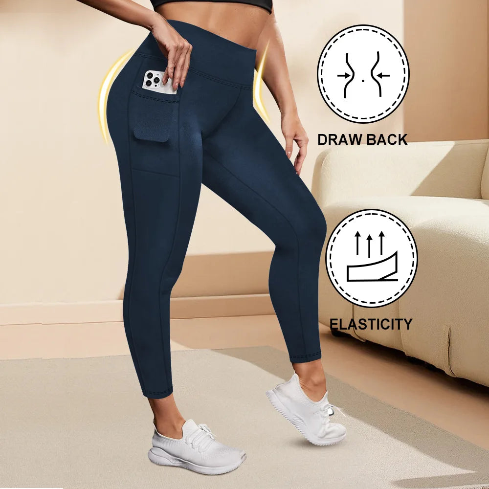 Women's High-Waisted Yoga Pants Plus Size Butt-Lifting Workout Leggings with Pockets Elastic Activewear for Gym & Running