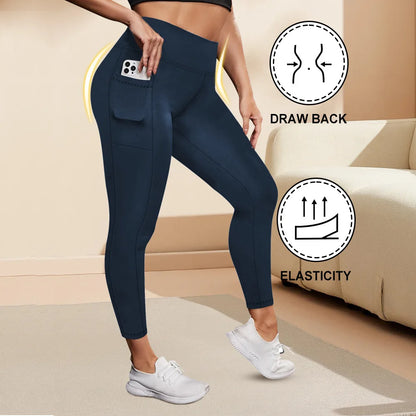 Women's High-Waisted Yoga Pants Plus Size Butt-Lifting Workout Leggings with Pockets Elastic Activewear for Gym & Running