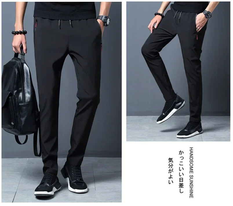 Men's Casual Pants Stretch Slim Fit Elastic Waist Jogger Korean Classic Blue Black Gray Male Brand Trousers Plus Size 4XL 5XL.