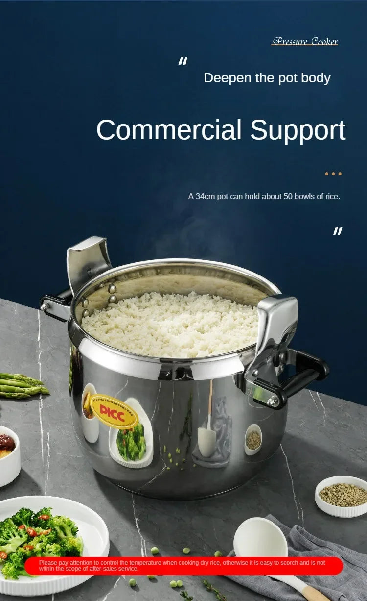 Extra Large Pressure Cooker Thick Commercial Stainless Steel Pressure Cooker Kitchen Electric Cookware Dining Bar Home Garden.
