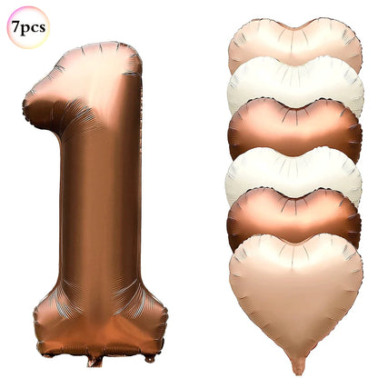 40in Cream Big Number Balloon 18in Three Color Love Foil Helium Balloons Aldult Birthday Set Boys Girls 1st Birthday Decorations