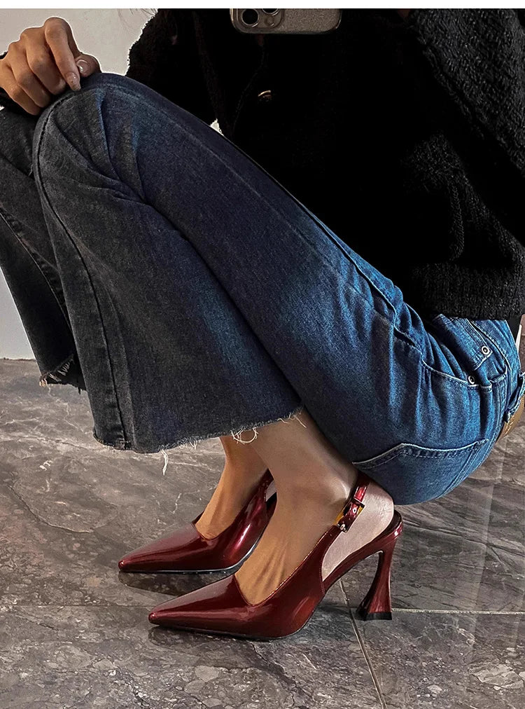 Luxury Designer Summer Women Sandals Fashion Pointed Toe Singbacks Shoes Ladies Elegant High Heel Stripper Sandalias.