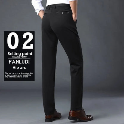 Men's Travel Dress Pants Stretch, No Iron Required Business Trousers, British Classic Slim Fit Lightweight Office Work Pants
