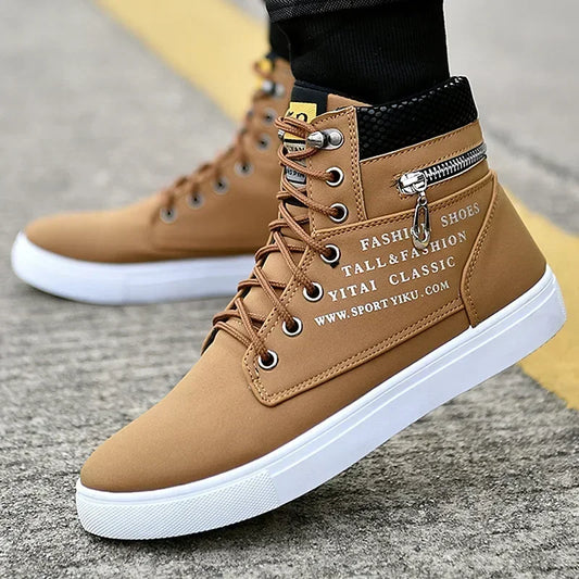 Men Vulcanized Shoes  British Style High Top Casual Sneakers Men Canvas Shoes Man Sports Skateboarding Shoes Fashion Male.