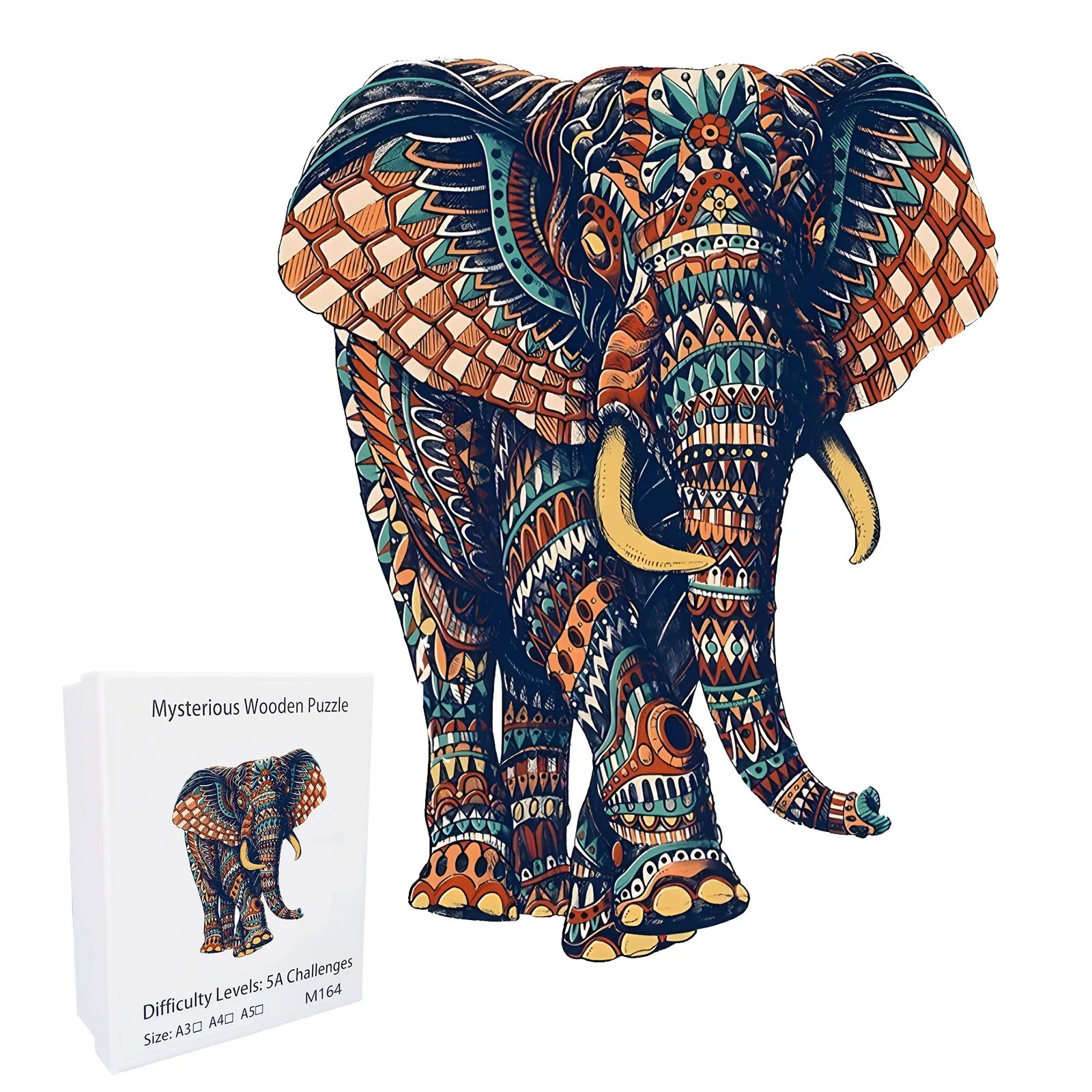 Unique Elephant Wooden Puzzle, Adult Stress Relief Toys, Irregular Animal Shapes, Holiday Birthday Gift.