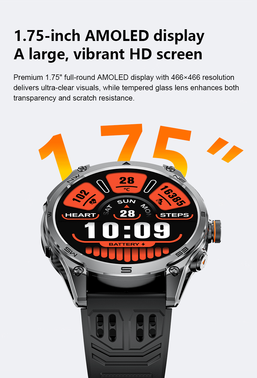 2025New GPS Sports Smart Watch  AMOLED Flashlight 950Mah Battery IP68 Waterproof Fitness Trackr BT Call Smartwatch For Men Women.