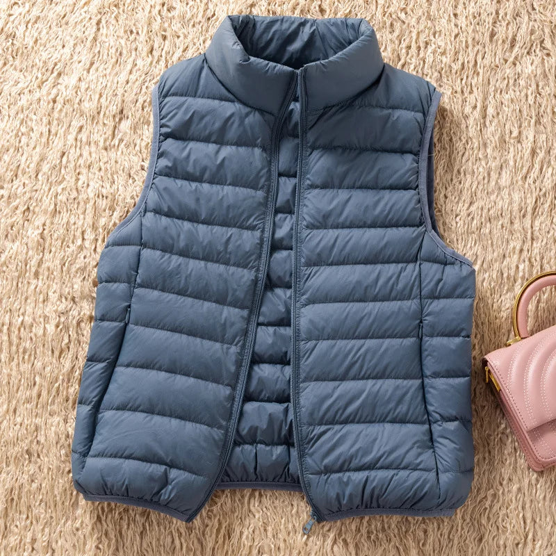 12 Farben 90% weiße Enten Daunen Frauen ärmellose Jacken 2023 Neuankömmlinge weibliche ultraleichte packbare Weste Frauen Mäntel.