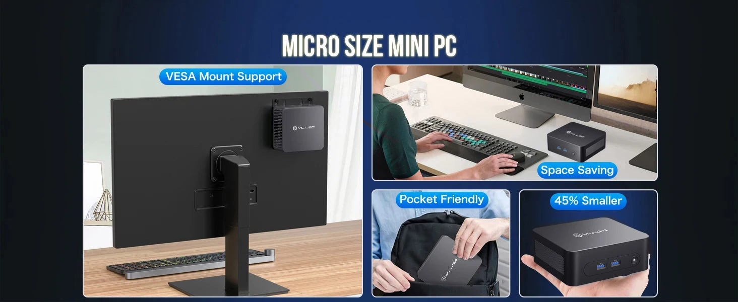 MLLSE G3 Mini PC Intel 12th Alder Lake N100 DDR4 8GB RAM 256GB ROM WiFi 5 BT4.2 Windows 11 Pro Desktop Computer  HDMI*2.