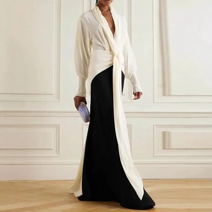 Elegante Y2K Mode Lange Flare Hülse V-ausschnitt Floral Schlitz Party Abendkleid Robe Vintage Frauen Falten Langes Kleid.