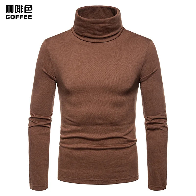 2023 new Sweater Men Solid Color Turtleneck Pullovers Pull Homme Men's cold Blouse Winter Long Sleeve T Shirts.