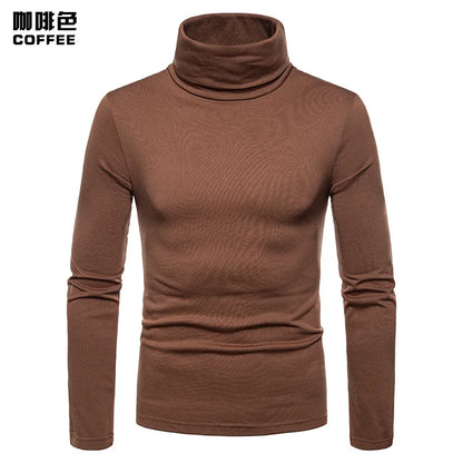 2023 new Sweater Men Solid Color Turtleneck Pullovers Pull Homme Men's cold Blouse Winter Long Sleeve T Shirts.
