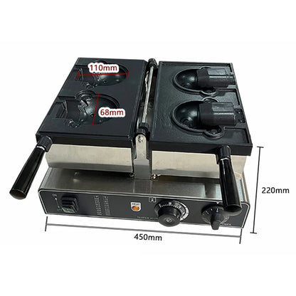 Commercial Taiyaki Bear Shaped Waffle Maker Open Mouth Ice Cream Bear Taiyaki Machine Bear Cone Maker.