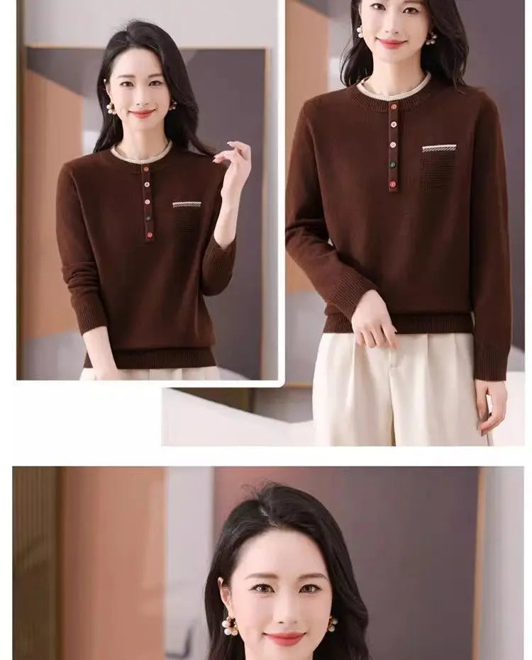 Frauen Kleidung Lose Mode Pullover Herbst/Winter Warme Elegante Gestrickte Langarm Pullover Dame Casual Oansatz Alle-spiel top.