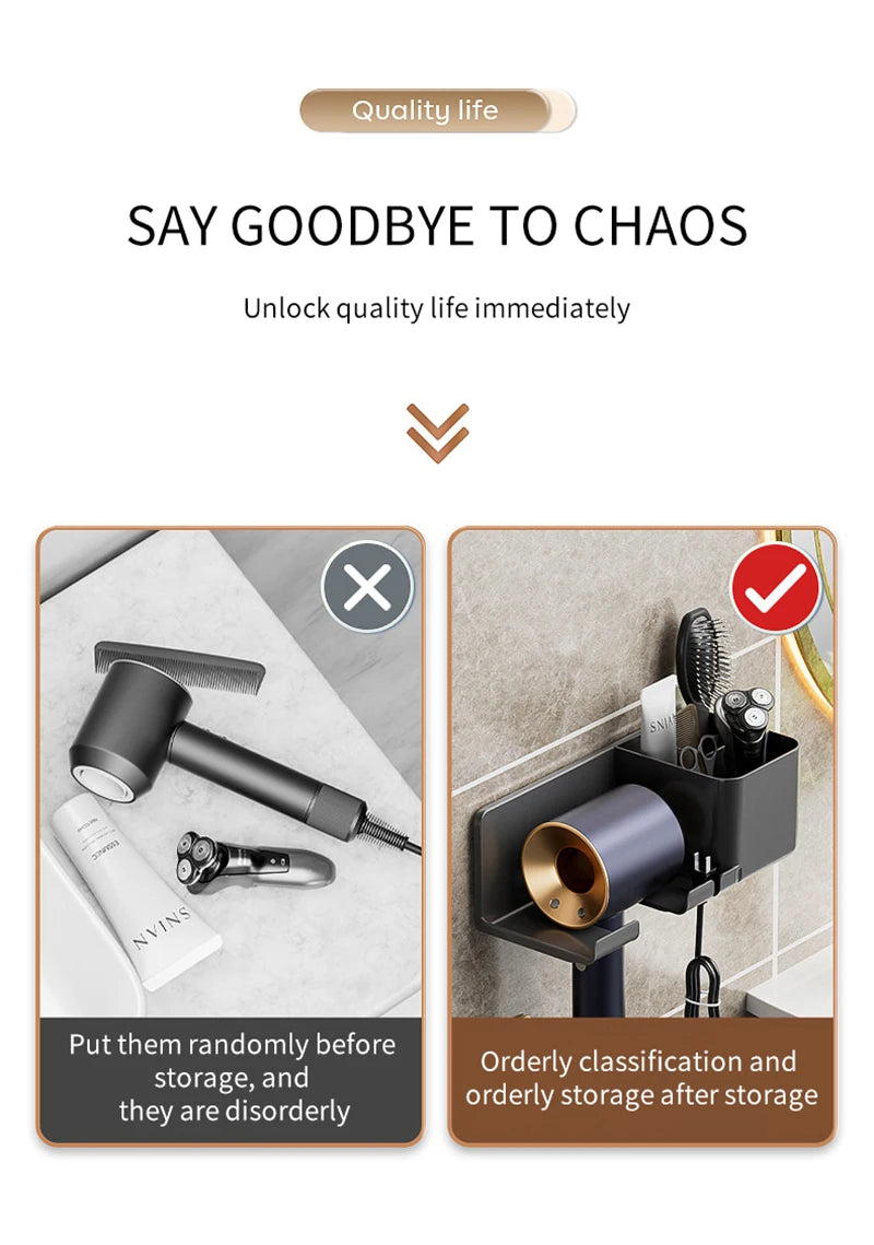 Haartrockner-Halter, Wandmontage, Wandtrockner-Wiege, weiß, schwarz, grau, Haartrockner, Föhn-Organizer für Badezimmer, Badezimmer, Regale