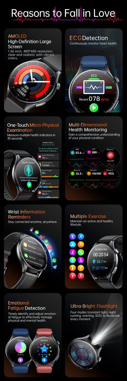 2025 New NFC  Health MonitorUric Acid Blood Pressure Blood oxygen Body Analysis Smart Watch ECG+PPG Clock Smartwatch Men lady.
