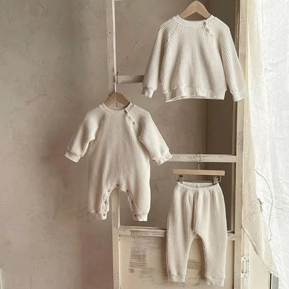 Infant Baby Mädchen Jungen Overall Einem stück Outfit Waffel Baumwolle Langarm Kleinkind Baby-spielanzug Frühling Herbst Baby Kleidung.