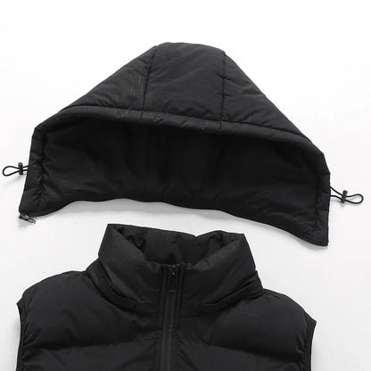 New Men Autumn Thicken Sleeveless Vests Jacket Coat Mens Winter Warm Detachable Hat Outwear Waistcoat Hooded Vest Jacket Male.