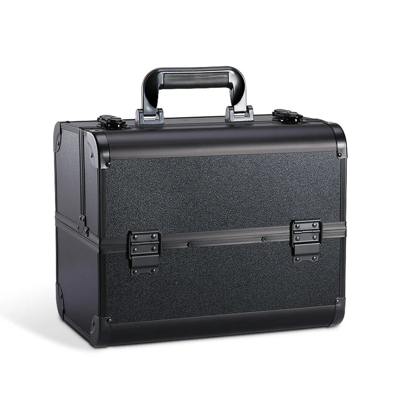 Makeup Train Case Pro Adjustable 4 Sliding Trays Cosmetic Case Storage Organizer Box Lockable Compartments.