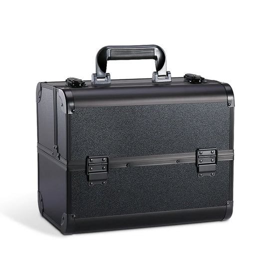 Makeup Train Case Pro Adjustable 4 Sliding Trays Cosmetic Case Storage Organizer Box Lockable Compartments.