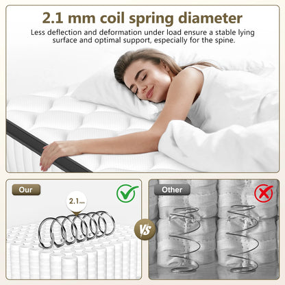 Daccormax Taschenfederkernmatratze 22 cm, ergonomisches 7-Zonen-Design, mittelfester, atmungsaktiver Bezug, Druckentlastungs- und Wirbelsäulenstütze