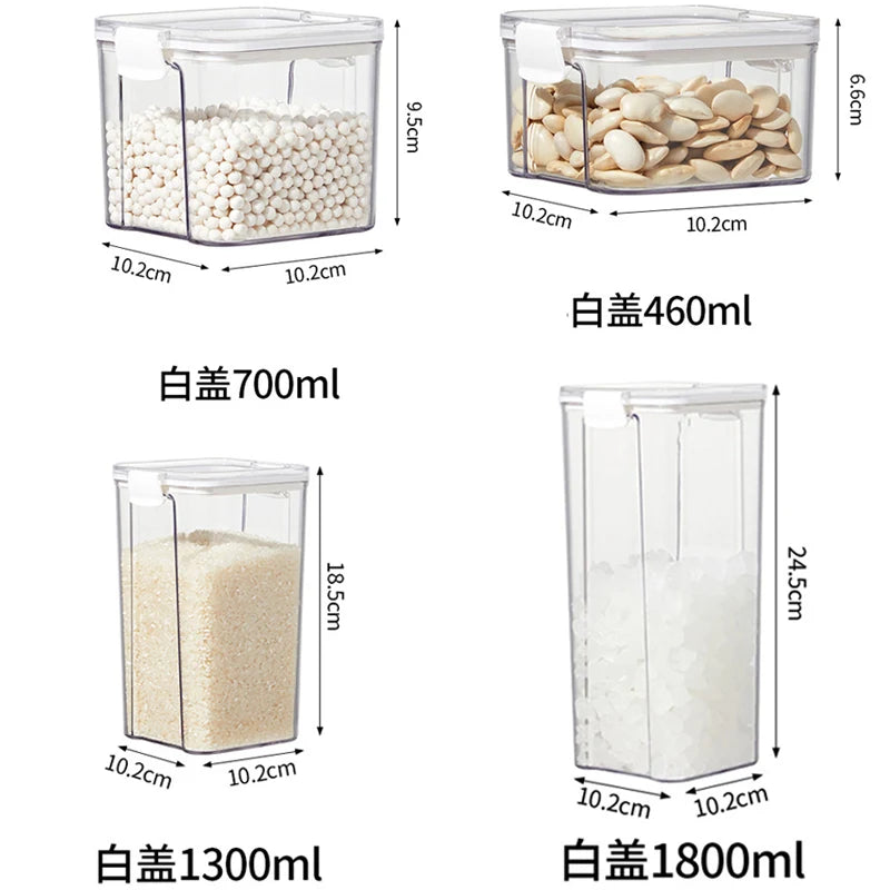Dry Food Storage Box Food Containers Transparent Stackable Kitchen Spaghetti Noodles Sealed Tank Cans Organizers Bottles.