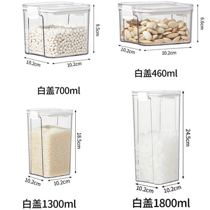 Dry Food Storage Box Food Containers Transparent Stackable Kitchen Spaghetti Noodles Sealed Tank Cans Organizers Bottles.