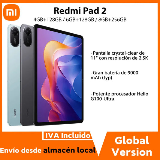 Global Version Xiaomi Redmi Pad 2 Tablet 11" 2.5K Display 9000mAh Battery 18W Fast Charge Xiaomi HyperOS 2.