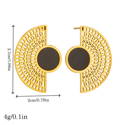 DIEYURO 316L Stainless Steel Love Pearl Round Square Fan Shaped Irregular Design Earrings Women New Trend Ear Jewelry Gift Party.