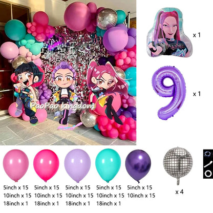 Kpop Dämonenjäger Themen Mädchen Geburtstag Luftballons Dekoration Anzahl Ballon Partyzubehör Babyparty Film Halloween Ballon