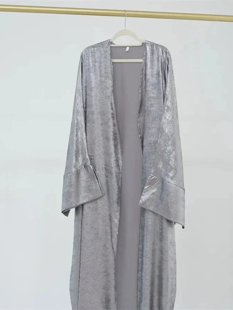 Ramadan Eid Shiny Satin Open Kimono Abaya Damen Dubai Luxury Muslim Kebaya Abayas For Women Kaftan Dress Islamic Clothing Femme