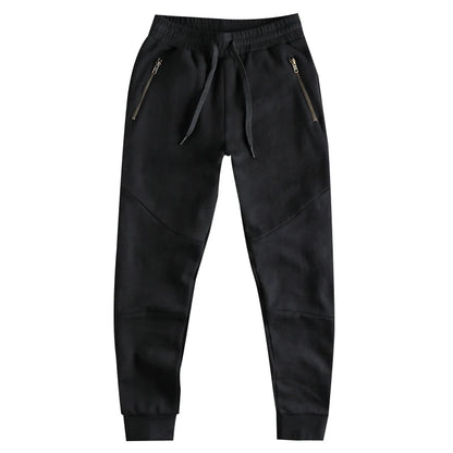Autumn Winter American Retro Thick Sweatpants With Velvet Men's Pure Cotton Washed Heavyweight Knitted Sports Ankle-tied Pants.