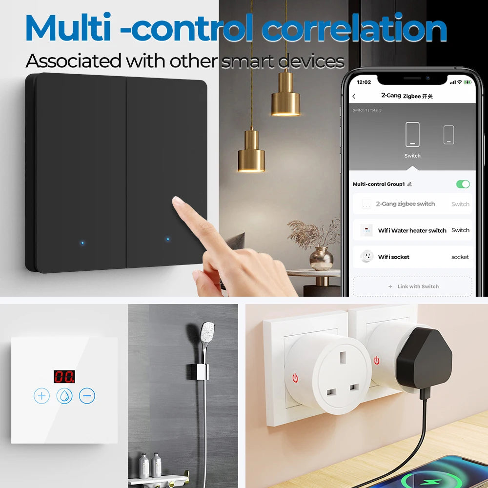 1/2/3gang Tuya EU Zigbee3.0 Smart Switch Kein Neutralleiter Wandlichtschalter Push Button Smart Life APP Funktioniert mit Alexa Google.