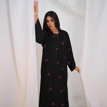 Eid 2025 New Embroideried Abaya Kimono Dubai Luxury Cardigan Muslim Party Kaftan Robe Abayas for Women Turkish Islamic Clothing.