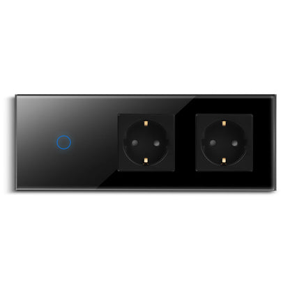 Bingoelec Wandsteckdose, Touch-Lichtschalter mit USB, 20 W, Typ C, Schnellladesteckdose, Glasscheibe, EU-Standard-Steckdosen