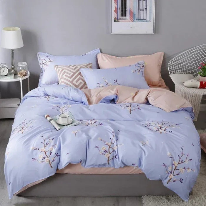 New Comfortable Soft Skin-friendly Cotton Aloe Vera Cotton Four-piece Set Active Cotton Bedding Sheet Quilt Cover