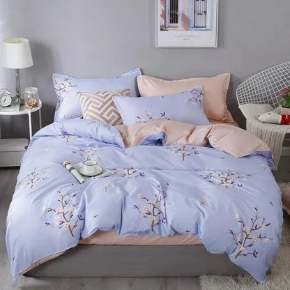 New Comfortable Soft Skin-friendly Cotton Aloe Vera Cotton Four-piece Set Active Cotton Bedding Sheet Quilt Cover