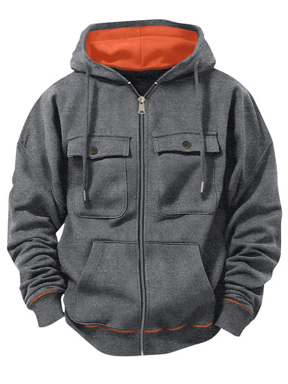 Autumn Winter Men's Fleece Warm Hooded Sweatshirt.