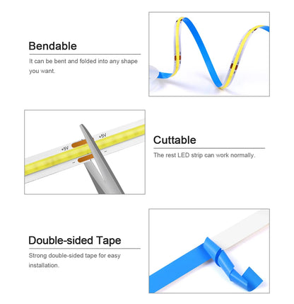 Tuya Wifi RGB /White/Warm White COB LED Strip Light Silica Gel Tube Tape Linear Dimmable Lighting work with Alexa Google Home.