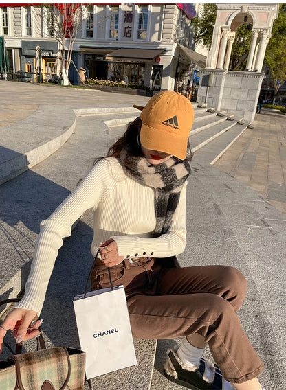 Herbst Winter Pullover Frauen Pullover Langarm Tops Kleidung Schlank Stricken Weiche Jumper Streetwear Taste Rollkragenpullover.