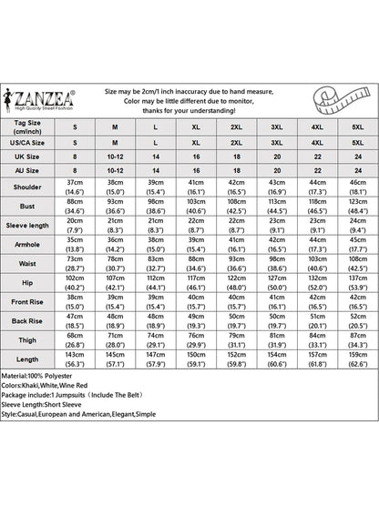 ZANZEA Street Fashion High Waist Jumpsuits Women Workwear Belt Rompers Solid Deep V Neck Elegant Office Lady Long Overalls.